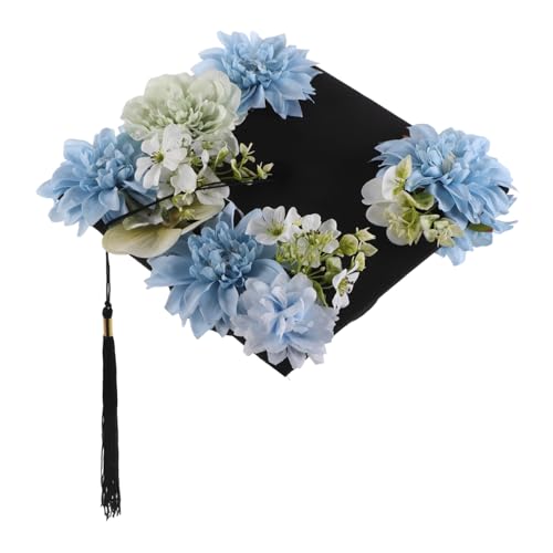 Ipetboom Blaues Blumenmuster mit Quaste für Abschlussfeier und Foto Accessoire mit Klassischem Quadratischem Design für Feierliche Anlässe von Ipetboom
