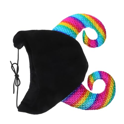 Ipetboom Bunte Kuhhorn Mütze Leichtes Warmes Winter Cosplay-hut mit Kinnriemen Lustige Party Kopfbedeckung für Damen und Herren Vielseitig für Halloween und Outdoor-aktivitäten von Ipetboom