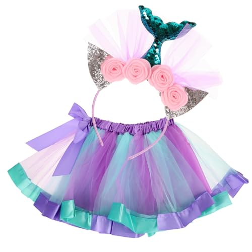 Ipetboom Buntes Tüllrock und Haarband Set für Mädchen Tutu Kostüm für Bühne Cosplay und Partys für Kostümpartys und Ballettaufführungen Ipetboom Buntes Tüllrock und Haarband Set für Mädchen Tutu Kostüm für Bühne Cosplay und Partys für Kostümpartys und Ballettaufführungen von Ipetboom