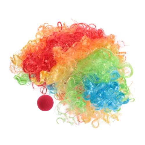 Ipetboom Clown Kostüm Set für Bunter Perücke Nase Halloween Verkleidung für Karneval Kostümpartys Themen Events Einfach zu Atmungsaktives Material von Ipetboom
