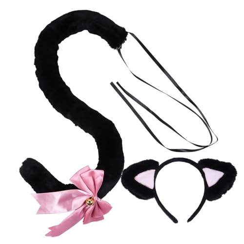 Ipetboom Cosplay Katzenohren Haarreif mit Schwarzem und Pinkem Langlebiges Material Verstellbar für Kostümfest Halloween Karneval und Party Geeignet für Mädchen und Erwachsene von Ipetboom