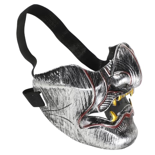 Ipetboom Dämonenmaske Böse Dämonenmonstermaske Party Halloween Geistermaske Maske Halbes Gesicht Skelett Beängstigend Gruselig Samurai Masken Gesichts- Plastik Golden von Ipetboom