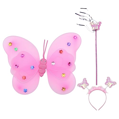 Ipetboom Doppelschicht -Schmetterlingsflügelspielzeug LED Schmetterlinge Party Schmetterlingsflügelkostüm für Feenflügel für Mädchen Stoff Rosa Ipetboom Doppelschicht -Schmetterlingsflügelspielzeug LED Schmetterlinge Party Schmetterlingsflügelkostüm für Feenflügel für Mädchen Stoff Rosa von Ipetboom