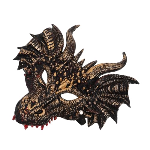 Ipetboom Drachenkopf Maske Halloween Masquerade Cosplay PU Tierkopf Vollgesichtsmaske Leicht Atmungsaktiv Wiederverwendbar für Party Kostüm Erwachsene von Ipetboom