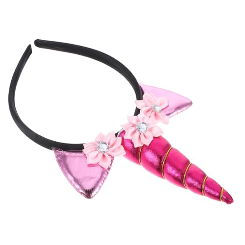Ipetboom Einhorn Haarreifen mit Horn Blumen und Kristallverzierung Handgefertigtes Stirnband für Mädchen Geeignet für Geburtstagsfeiern Karneval Kostüm und Cosplay Partys von Ipetboom