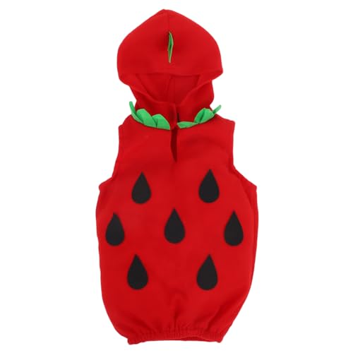 Ipetboom Erdbeer Kostüm Junge Mädchen Früchte Outfit mit Kapuze Warm Jahre für Halloween Fasching Bühnenauftritte Rot Realistisch Niedlich von Ipetboom