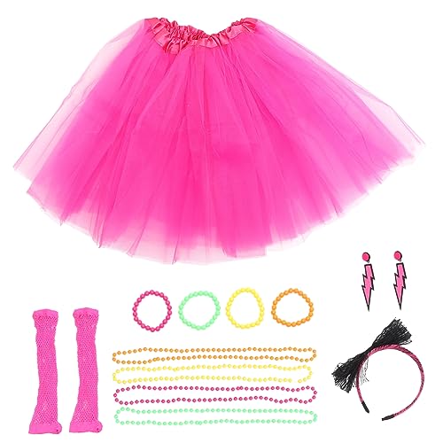Ipetboom Erwachsene Halloween Tutu Kleid mit Spitzen Haarreif und Ohrringen Party Zubehör Rosa Leichtes Bequemes Jahre Kostüm für Festival und Mottoparty von Ipetboom