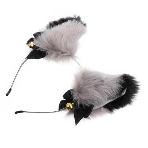 Ipetboom Faux Ohren Haarreif Für Cosplay Tierhaarreifen Mit Glocken Weich Und Bequem Für Kostümpartys Und Feiertage Mit Schwarzem Bogen von Ipetboom