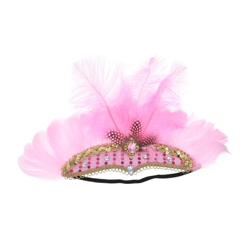Ipetboom Federhaarband Party Kopfschmuck für Karneval und Show Cosplay Damen Federschmuck Haarschmuck Rosa Federn Headband für Festliche Anlässe von Ipetboom