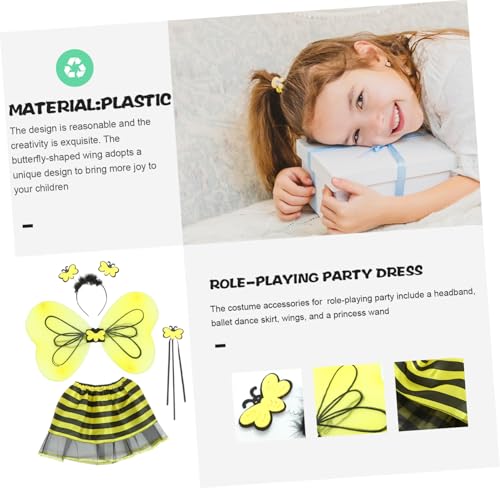 Ipetboom Feenkostüm Set Schmetterlingsflügel mit Zauberstab und Haarband Elastischer Taillenrock Strapazierfähige Kostümaccessoires für Bühne Party und Geburtstagsfeiern von Ipetboom