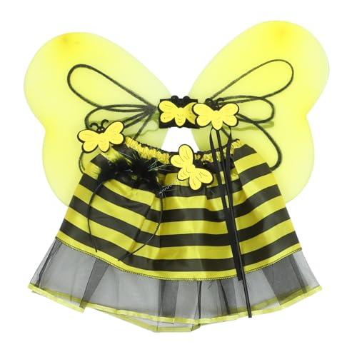 Ipetboom Feenkostüm Set mit Elastischem Schmetterlingsflügeln und Zauberstab Leichtes Polyester Bequemes Bühnenkostüm für Mädchen Party und Rollenspiel von Ipetboom