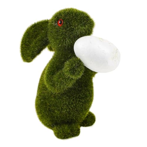 Ipetboom Flauschige Kleine Osterhasenfigur mit Karotte Flockierte Deko für Tisch Auto und Ostern Leichtes Kunststoffmaterial Niedliches für Frauen und Kaninchenliebhaber von Ipetboom