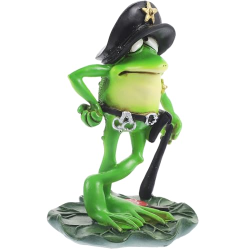 Ipetboom Froschfigur aus Harz Kreative Polizei Dekoration Vielseitige Froschstatue für Garten Büro und Zuhause Detailreiche Harzskulptur Tierornament von Ipetboom
