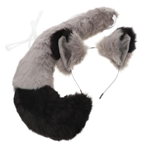 Ipetboom Fuchsohren Haarreif und aus Hochwertigem für Karneval und Kostümparty Langlebiges Leichtes Tierkostüm Zubehör für Erwachsene und Stabiler Haarreif Grauschwarz von Ipetboom