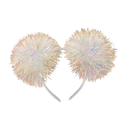 Ipetboom Glitzerndes Lametta Haarband Für Festlicher Kopfschmuck Mit Pompom Für Partys Auftritte Und Weihnachtsfeiern Weißes Stirnband Für Jungen von Ipetboom