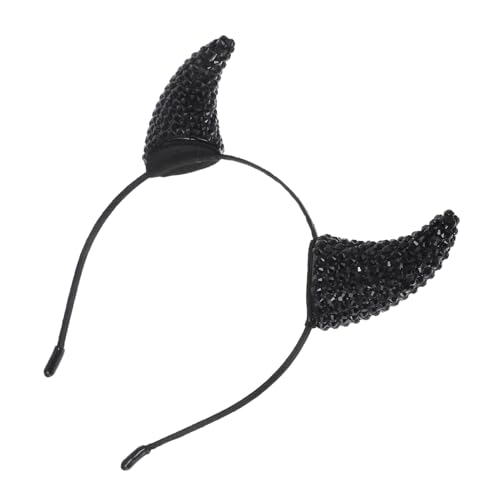 Ipetboom Glitzerndes Teufelshorn Stirnband mit Strass Halloween Kostüm Haarreif Schwarzes Hörner Haarband Komfortables Accessoire für Cosplay Party und Fasching Ipetboom Glitzerndes Teufelshorn Stirnband mit Strass Halloween Kostüm Haarreif Schwarzes Hörner Haarband Komfortables Accessoire für Cosplay Party und Fasching von Ipetboom