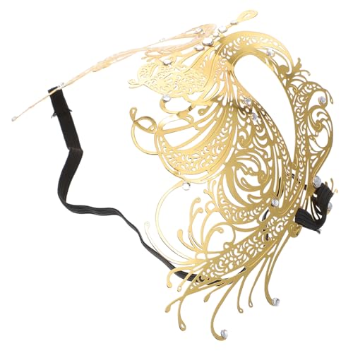 Ipetboom Goldfarbene Metall-halbgesichtsmaske mit Strassbesatz Kreative Alloy-maske für Damen Spitzen-maskenball-accessoire Leicht und Komfortabel für Karneval Halloween und Cosplay-partys von Ipetboom