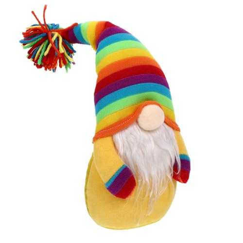 Ipetboom Große Bunte Gnompuppe mit Regenbogenmütze Gesichtslos Langlebige Heimdekoration Handgefertigte Stofffigur für Freunde und Familie Vielseitiger Zimmerschmuck von Ipetboom
