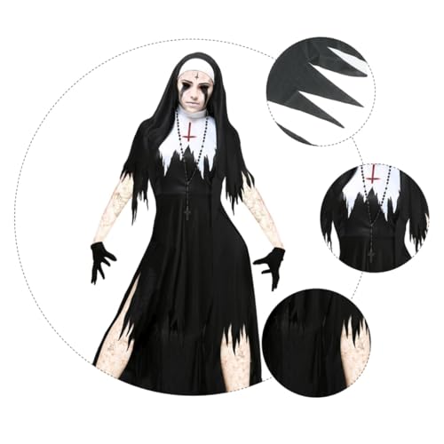 Ipetboom Gruselige Kostüme Für Männer Nonnenrobe Partyuniform Outfit Kostüm Für Erwachsene Gothic Halloween Kostüme Kostümparty Rollenspiel Maskerade Gruselige von Ipetboom