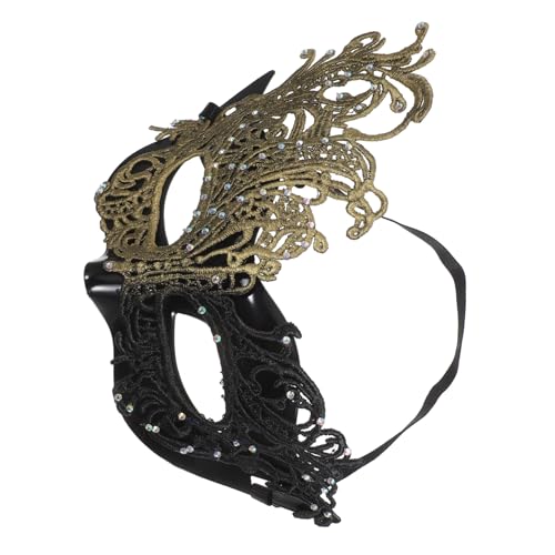 Ipetboom Halbe Gesicht Maske aus Spitzenstoff für Maskenball Halloween Karneval Damen Kostüm Zubehör mit Elastischem Band in Schwarz-gold für Festliche Anlässe Ipetboom Halbe Gesicht Maske aus Spitzenstoff für Maskenball Halloween Karneval Damen Kostüm Zubehör mit Elastischem Band in Schwarz-gold für Festliche Anlässe von Ipetboom