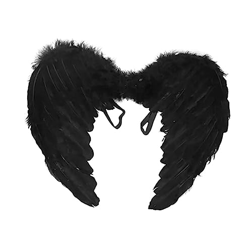 Ipetboom Halloween Engel Flügel Kostüm Schwarze Federn Federflügel Bühnen Requisiten für Party Cosplay Performance Jahre von Ipetboom