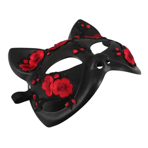 Ipetboom Halloween Fox Maske Halbes Gesicht Katzenmasken aus Leichtem Kunststoff für Damen Party Cosplay Karneval Maskerade Wiederverwendbar Komfortabel und Vielseitig von Ipetboom