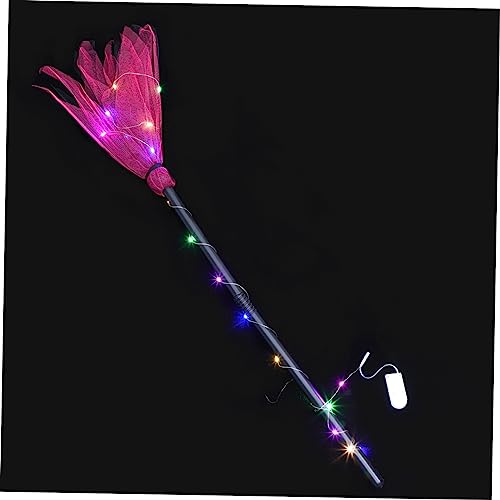 Ipetboom Halloween Hexenbesen mit LED Lichterkette Roter Kunststoffbesen als Langlebiges Hexenkostüm Accessoire und Bühnenrequisite für Halloween Party und Show von Ipetboom