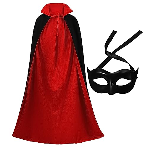 Ipetboom Halloween Kostüm Damen Halbgesichtige Maske und Schwarzer Rot Umhang Stilvolles Party Accessoire für Frauen Langlebig für Halloween Deko Karneval und Cosplay Ipetboom Halloween Kostüm Damen Halbgesichtige Maske und Schwarzer Rot Umhang Stilvolles Party Accessoire für Frauen Langlebig für Halloween Deko Karneval und Cosplay von Ipetboom