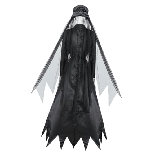 Ipetboom Halloween Kostüm Damen Hexenkleid Langarm Cosplay Kleid mit Hut und Haarreif Komfortables Gothic Vampir Kostüm für Erwachsene Atmungsaktiv und Stilvoll für Halloween Party Ipetboom Halloween Kostüm Damen Hexenkleid Langarm Cosplay Kleid mit Hut und Haarreif Komfortables Gothic Vampir Kostüm für Erwachsene Atmungsaktiv und Stilvoll für Halloween Party von Ipetboom