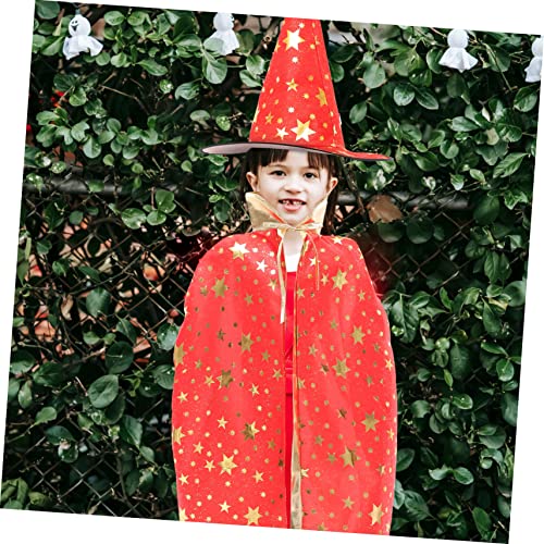 Ipetboom Halloween Kostüm Teilig mit Sternen Umhang Kürbiskorb und Zauberer Hut für Party Cosplay Sicher Passend für Jungen und Mädchen von Ipetboom