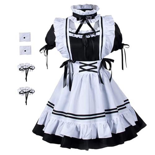 Ipetboom Halloween Maid Kostüm Maid Kleid mit Schürze Arm und Fußbändern Vielseitiges Cosplay Outfit für Party Fasching Fotoshooting Halloween Valentinstag Geburtstagsfeier Ipetboom Halloween Maid Kostüm Maid Kleid mit Schürze Arm und Fußbändern Vielseitiges Cosplay Outfit für Party Fasching Fotoshooting Halloween Valentinstag Geburtstagsfeier von Ipetboom