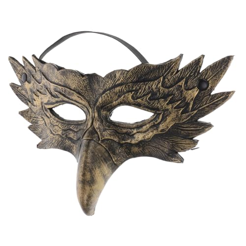 Ipetboom Halloween-Tiermasken realistisch geformt Halloween- Kostümzubehör Weißkopfseeadler- Maskerademaske Männer Maskerade Halbmasken-Cosplay PU- Golden von Ipetboom