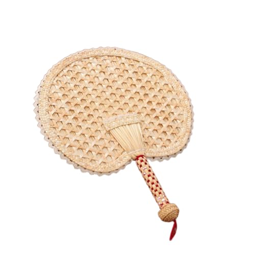 Ipetboom Handgefertigter Runder Stroh Handventilator Leichter Tragbarer Sommerfächer mit Natürlichem Bambusduft Eleganter Handgestrickter Kühlfan für Strand Party und Alltag von Ipetboom