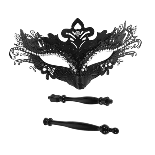 Ipetboom Handmaske Für Maskenbälle: Tragbare Glitzermaske Schwarz Am Stab Für Damen – Vintage-kostümzubehör Mit Strasssteinen Für Party-cosplay von Ipetboom