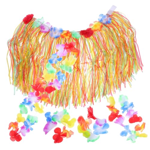 Ipetboom Hawaiian Style Kostümset Teiliges Set mit Grasrock Blumenkranz Armbändern Halskette für Luau Party Bunte Sichere und Bequeme Kostüme von Ipetboom