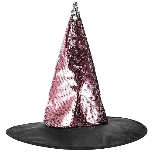 Ipetboom Hexenhut mit Glitzer für Frauen Pailletten Hexenhut für Cosplay und Halloween Party Elegantes Kostümzubehör Vielseitig Einsetzbar Komfortables Material Braun von Ipetboom