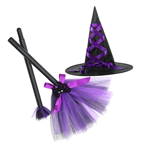 Ipetboom Hexenhut und Besen für Halloween Cosplay Abnehmbarer Hexenbesen mit Feiner Textur Vielseitiger Hexenhut für Kostüm Party Verkleidung und Fotorequisiten Komfortabel und Flexibel von Ipetboom
