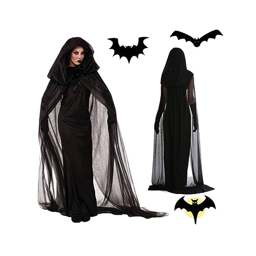 Ipetboom Hexenkleidung Hexenkostüm Halloween-Kostüme für Frauen Scary Halloween -Kostüme Halloween-Kostüm für Frauen Halloween-Outfits für Frauen Zaubererkostüm böses Cosplay-Kostüm von Ipetboom