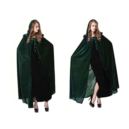 Ipetboom Hexenumhang Kostüm Mantel Kleidung Outfit Herren Halloween Witch Cloak Kapuze Halloween -Party Halloween Umhang Halloween-Gewand mit Kapuze Umhang für Halloween Grün von Ipetboom