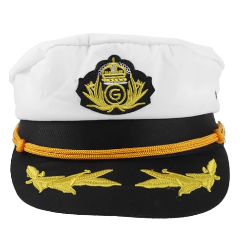 Ipetboom Kapitänsmütze für Erwachsene Verstellbarer Matrosenhut Atmungsaktives Baumwollmaterial Kostüm Zubehör für Cosplay und Partys Dekorativer Yacht Hut von Ipetboom