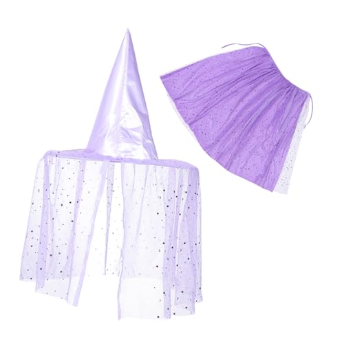 Ipetboom Kinderkostüm Set Sternen Umhang und Hut Pailletten Tüll Karneval Party Cosplay Cape für Mädchen Vielseitig für Fasching Maskerade Aufführung und Verkleidung Liebevoll Verarbeitet von Ipetboom