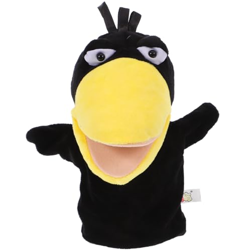 Ipetboom Krähe Plüschfingerpuppen-Spielzeug, Tierkopf-Form, Schwarze Cartoon-Handpuppe für Kinder, 22 cm von Ipetboom
