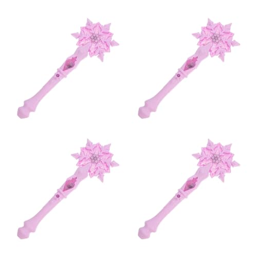 Ipetboom Leuchtstab: 4-Teiliger Leuchtender Schneeflockenstab Leuchtender Prinzessinnenstab mit Ton für Die Geburtstagsparty von Kindern Und Mädchen Rosa von Ipetboom