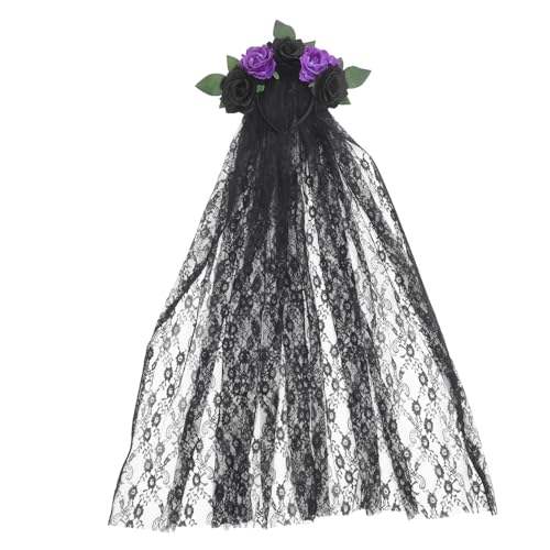 Ipetboom Lustiger Rosenkopfschmuck Halloween Blumenstirnband Halloween Schleier Stirnband Stirnbänder Simuliertes Für Rosen Tag Der Toten Kopfstück Halloween Kostüm von Ipetboom