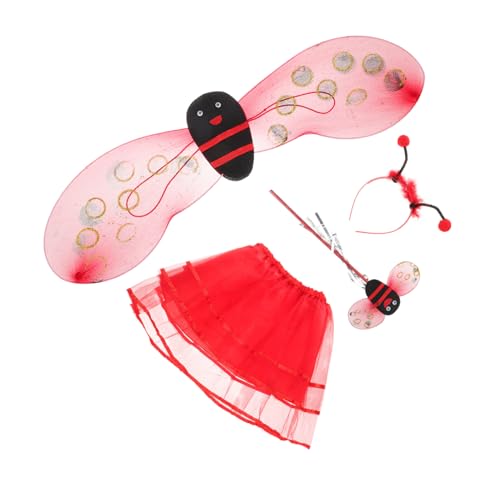 Ipetboom Marienkäfer Kostüm für Mädchen Leichtes Teiliges Insektenflügel Tutu Rock und Haarreif Vielseitig für Fasching Halloween Party und Theateraufführungen von Ipetboom