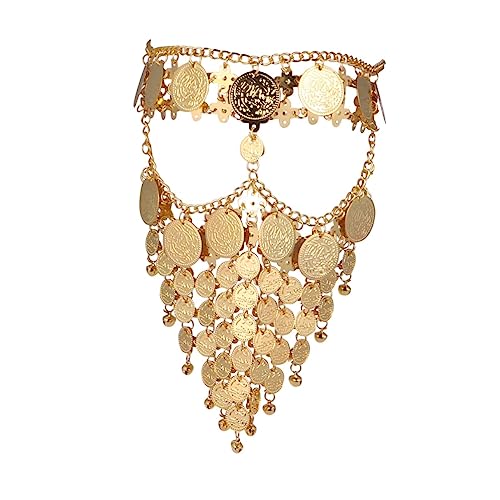 Ipetboom Metallische Schleier Maske mit Kette für Frauen Glitzernde Cosplay Maske für Partys Karneval und Bauchtanz Einzigartiges Design mit Pailletten und Glocken von Ipetboom
