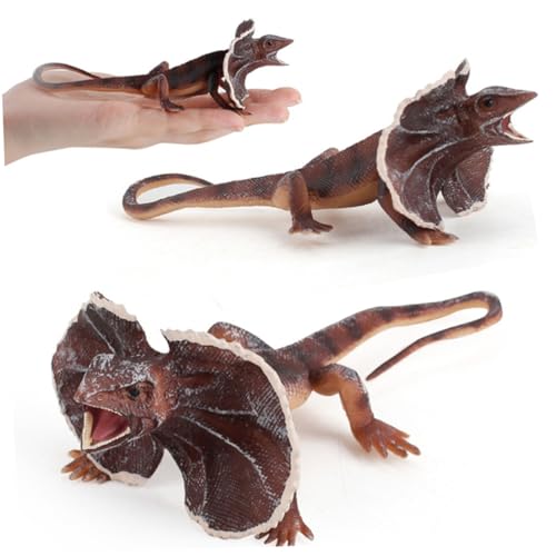 Ipetboom Miniatur Frilled Lizard Modell Realistische Eidechsenfigur als Ab Jahre Detailgetreue Eidechsendekoration Dekoration für Schreibtisch und Raum Umweltfreundlich und Sicher von Ipetboom