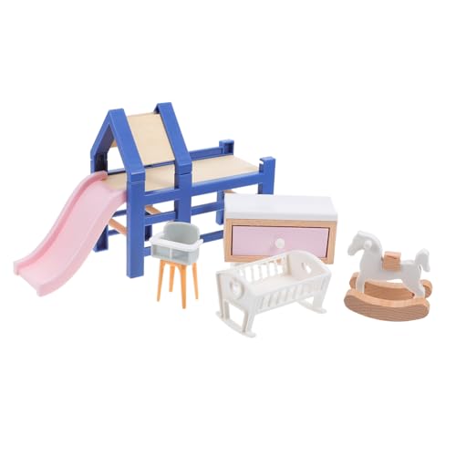 Ipetboom Miniatur Puppenhaus Möbelset Teiliges Babyzimmer Spielset mit Rutsche Schaukelpferd Kinderstuhl Zarten Farben für Kreatives Rollenspiel Ipetboom Miniatur Puppenhaus Möbelset Teiliges Babyzimmer Spielset mit Rutsche Schaukelpferd Kinderstuhl Zarten Farben für Kreatives Rollenspiel von Ipetboom