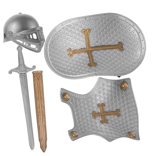 Ipetboom Mittelalterliches Ritterkostüm Teiliges mit Retro Rüstung Schildspielzeug für Jungen und Mädchen Robustes Cosplay Zubehör für Party und Rollenspiel von Ipetboom