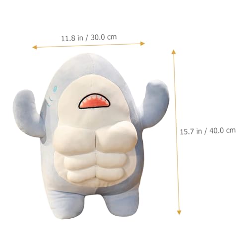 Ipetboom Muskel Shark Kuscheltier Weiches Kissen Dekoratives Cartoon Haifisch für Schlafzimmer Wohnzimmer Geschenkidee für Erwachsene von Ipetboom